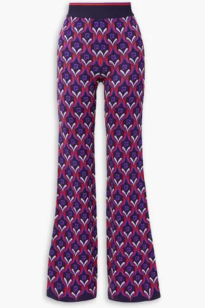 Paco rabanne Jacquard-knit straight-leg pants - Purple