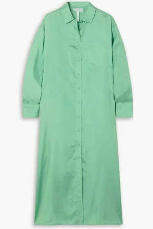 APIECE APART Viva silk-satin shirt dress - Green