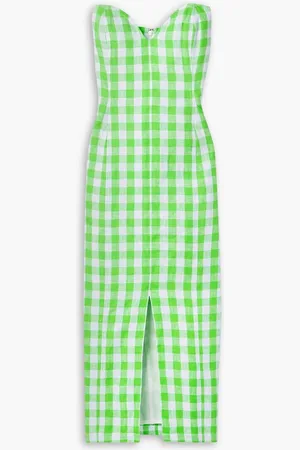 Mara Hoffman Didi strapless gingham hemp midi dress - Green