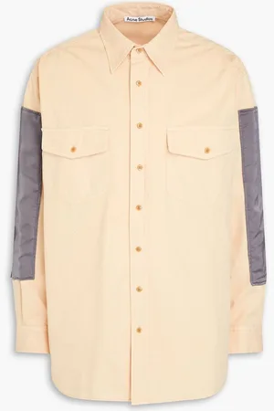 Acne Studios Satin-paneled cotton-twill shirt - Orange