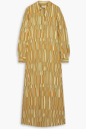 Lafayette 148 Blixa striped crepe maxi shirt dress - Yellow