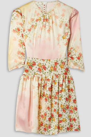 Marni Dégradé floral-print satin dress - White