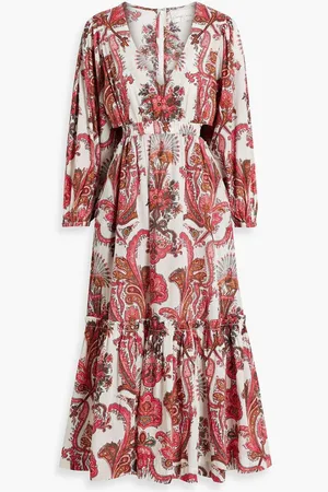 Cara Cara Alice cutout printed cotton midi dress - Orange