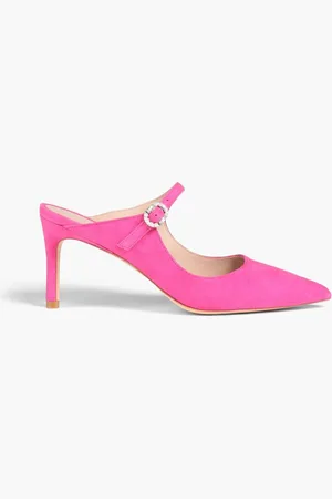 Stuart Weitzman Dazzle 75 embellished suede mules - Pink