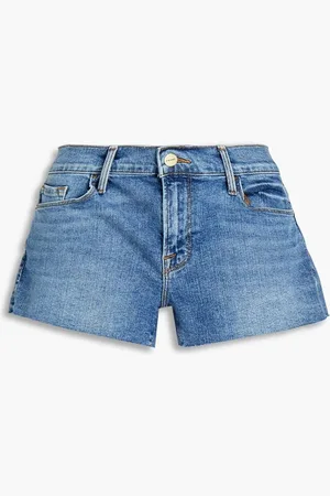 Frame Le Cut Off frayed denim shorts - Blue
