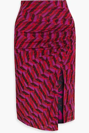 Diane von Furstenberg Dariella reversible printed stretch-mesh skirt