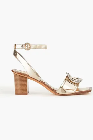 ALEXANDRE BIRMAN Madelina Summer 60 embellished mirrored-leather sandals - Metallic