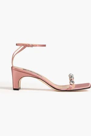 Sergio Rossi Crystal-embellished satin sandals - Pink