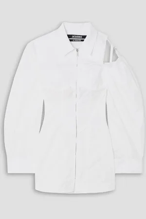 Jacquemus Galliga cutout cotton-blend poplin mini shirt dress