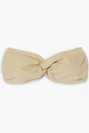 LE KASHA Maazi twisted linen bra top - Neutral