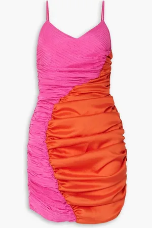 Ahluwalia Jade two-tone ruched satin jacquard mini dress - Pink