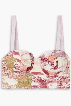 EMPORIO Dalia cropped printed cotton-twill top - Pink