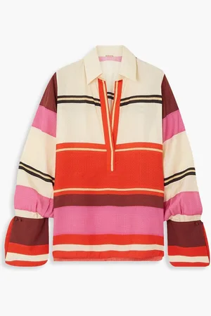 JOHANNA ORTIZ Peruda striped satin-jacquard blouse