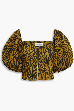 Nicholas Cropped leopard-print cotton-blend twill top