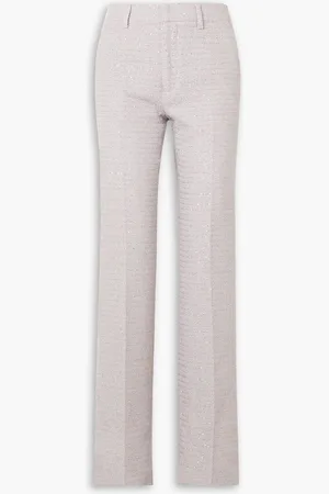 Alessandra Rich Sequined cotton-blend bouclé-tweed straight-leg pants - Blue