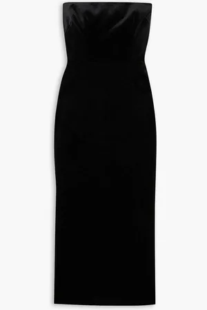 ALEX PERRY Strapless stretch-velvet midi dress