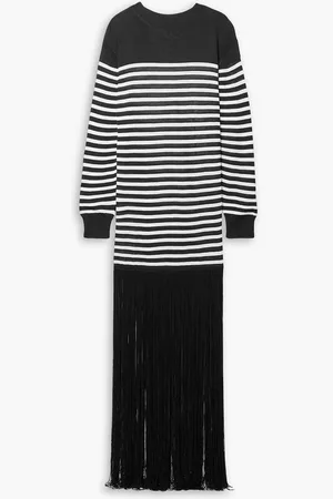 Khaite Torino fringed striped knitted maxi dress