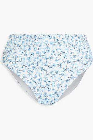ONIA Sabrina floral-print high-rise bikini briefs - Blue