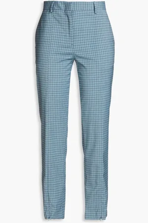 Paul Smith Checked wool-blend tapered pants - Blue