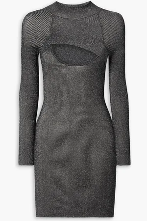Alix NYC Carder cutout metallic ribbed-knit mini dress - Gray