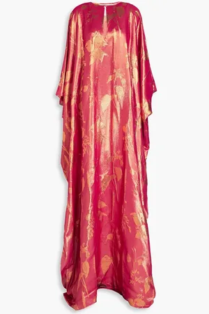 Oscar de la Renta Metallic silk-blend floral-jacquard gown - Pink