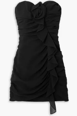 Alessandra Rich Strapless ruffled silk-georgette mini dress