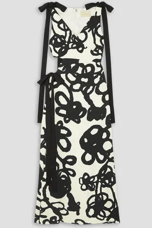 Christopher Kane Ivy tie-detailed cutout floral-print crepe midi dress - White