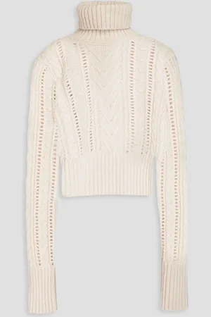 RAG&BONE Elizabeth cable-knit wool, cotton and alpaca-blend turtleneck sweater - White