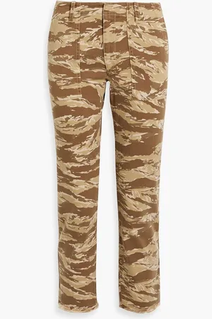 NILI LOTAN Jenna cropped camouflage cotton-blend twill slim-leg pants - Neutral