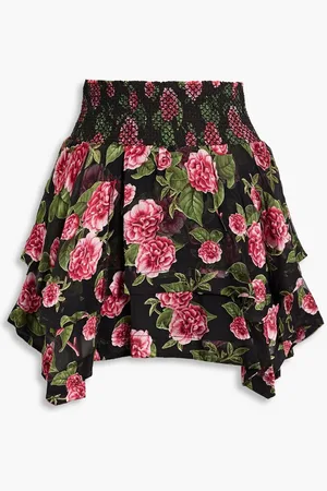 ALICE+OLIVIA Alice Olivia - Zarya smocked devoré-chiffon mini skirt