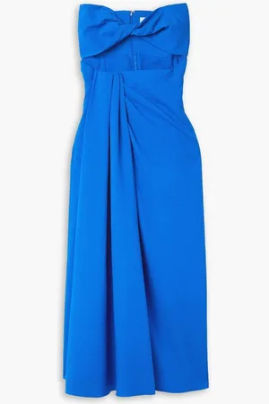 Mara Hoffman Samara strapless cutout cotton-seersucker midi dress - Blue