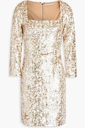 ALICE+OLIVIA Alice Olivia - Davinia sequined chiffon mini dress - Metallic