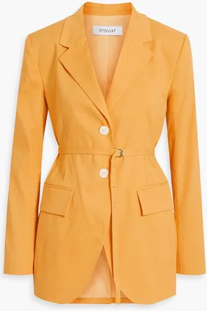 Derek Lam Belted linen-blend blazer - Yellow