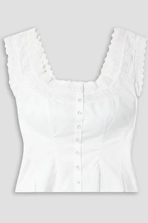 Doen Alana cropped broderie anglaise organic cotton-poplin tank