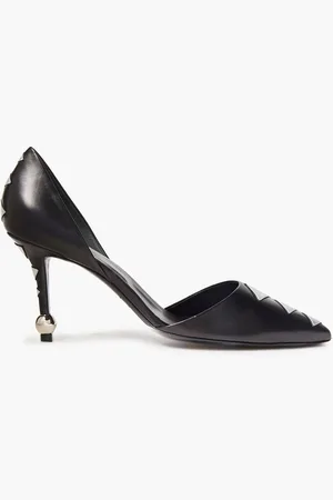 Roger Vivier Crystal-embellished color-block leather pumps