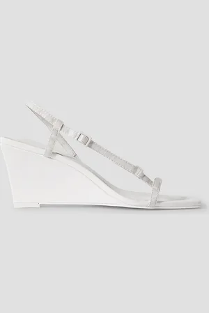 St Agni Brassiere leather and faille wedge sandals