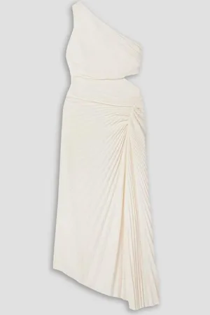 A.L.C. Dahlia one-shoulder cutout pleated crepe maxi dress - White