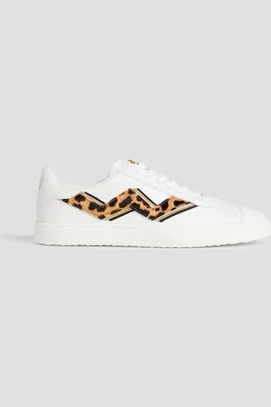Stuart Weitzman Daryl II calf hair-trimmed leather sneakers