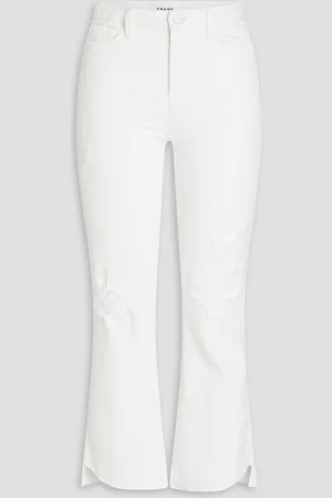 Frame Le Super High cropped distressed high-rise bootcut jeans