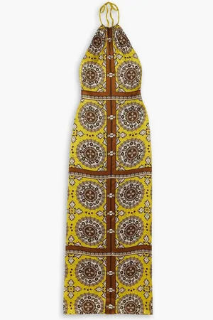 NILI LOTAN Rigel printed silk crepe de chine halterneck maxi dress