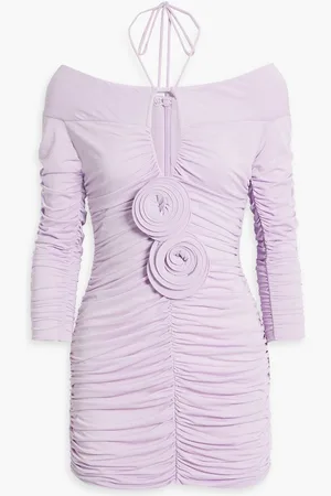 MAGDA BUTRYM Floral-appliquéd cutout stretch-jersey mini dress - Purple