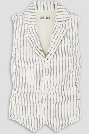 ALEX MILL Mathilde striped linen vest - White