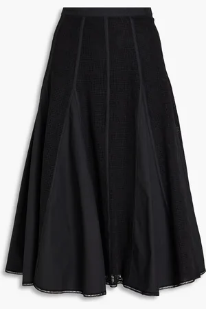 3.1 Phillip Lim Lace-paneled poplin midi skirt