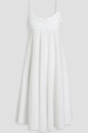 Caroline Constas Wrap-effect ruched cotton-blend poplin dress