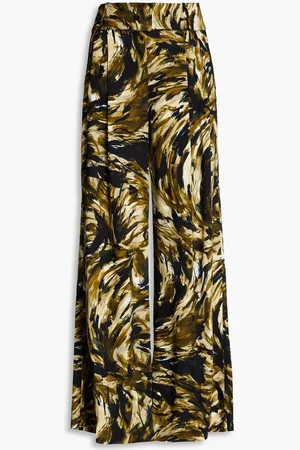 Proenza Schouler Printed crepe wide-leg pants - Green