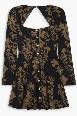 Reformation Indira cutout floral-print crepe mini dress