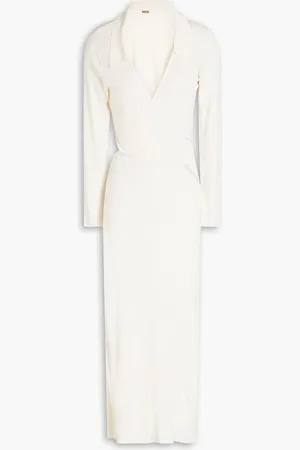 Cult Gaia Cristina wrap-effect cutout ribbed-knit midi dress - White