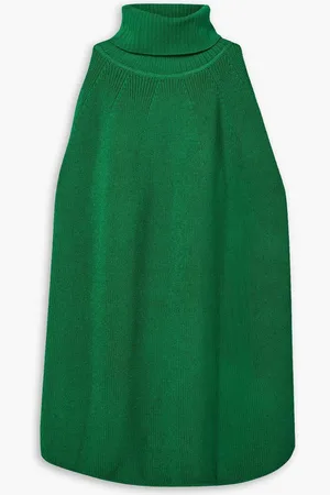 MONSE Cold-shoulder knitted turtleneck poncho