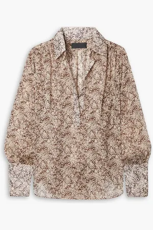 NILI LOTAN Colleen floral-print silk-georgette blouse - Neutral