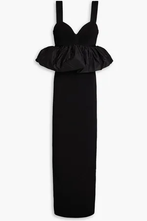 Hervé Léger Ruffled satin and knitted gown
